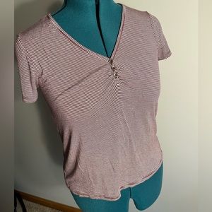 Pink Rose red and white striped t-shirt